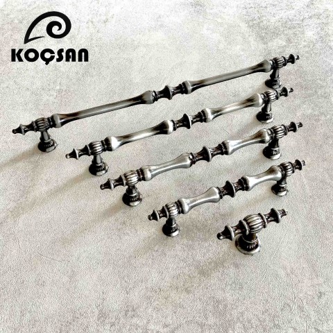 Hilal 224 mm Antik Gümüş Kulp Lüks Country Mutfak Mobilya Dolap Çekmece Kulpu