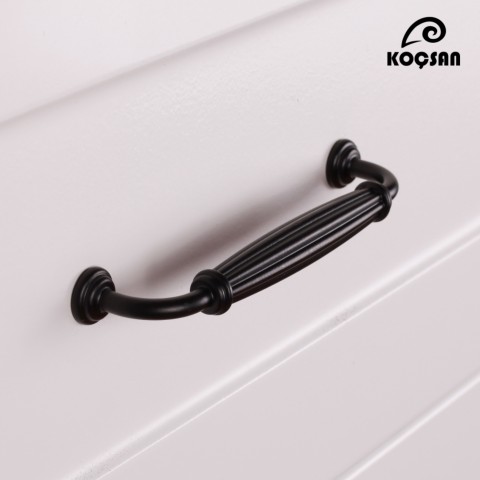 Kardelen 128 mm Siyah Kulp Lüks Country Mutfak Mobilya Dolap Çekmece Kulpu