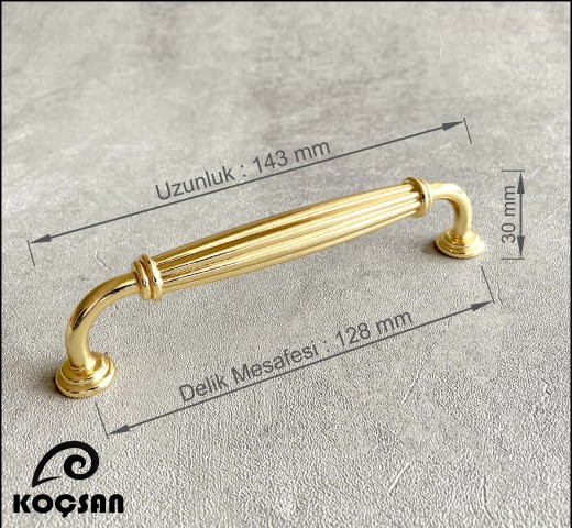 Kardelen 128 mm Altın Kulp Lüks Country Mutfak Mobilya Dolap Çekmece Kulpu