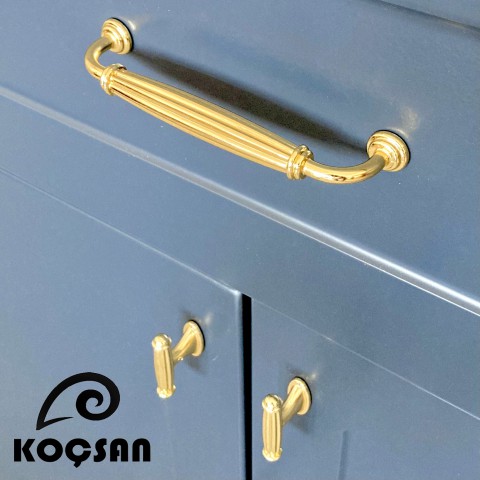Kardelen 128 mm Altın Kulp Lüks Country Mutfak Mobilya Dolap Çekmece Kulpu