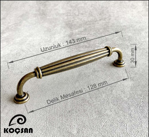 Kardelen 128 mm Antik Sarı Kulp Lüks Country Mutfak Mobilya Dolap Çekmece Kulpu