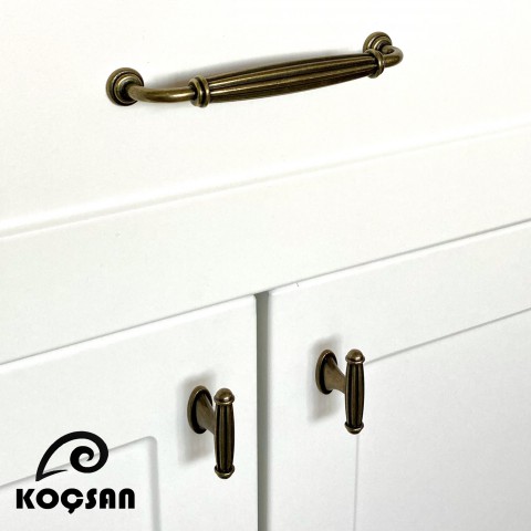 Kardelen 128 mm Antik Sarı Kulp Lüks Country Mutfak Mobilya Dolap Çekmece Kulpu