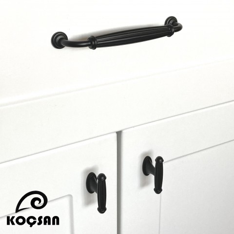 Kardelen 128 mm Siyah Kulp Lüks Country Mutfak Mobilya Dolap Çekmece Kulpu