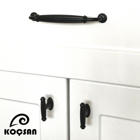 Kardelen 128 mm Siyah Kulp Lüks Country Mutfak Mobilya Dolap Çekmece Kulpu