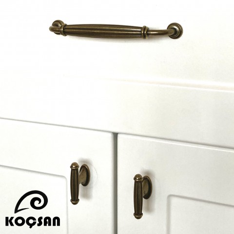 Kardelen 96 mm Antik Sarı Kulp Lüks Country Mutfak Mobilya Dolap Çekmece Kulpu