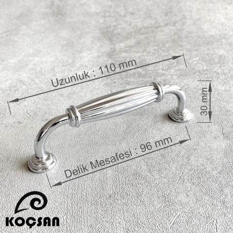 Kardelen 96 mm Krom Kulp Lüks Country Mutfak Mobilya Dolap Çekmece Kulpu