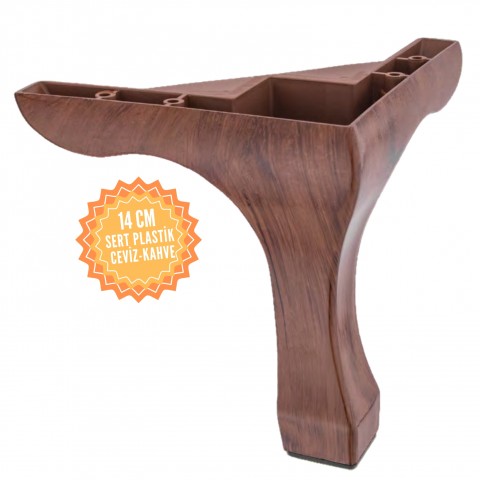 Lükens 14 Cm Plastik Mobilya Ayağı, Lüks Metal Mobilya Ayak, Koltuk, Dolap, Şifonyer Ayak 14 cm-Ceviz