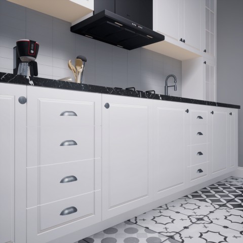 Midye 160 mm Antik Gümüş Kulp Lüks Country Mutfak Mobilya Dolap Çekmece Kulpu