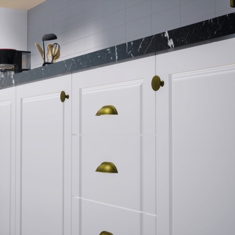Midye 160 mm Antik Sarı Kulp Lüks Country Mutfak Mobilya Dolap Çekmece Kulpu