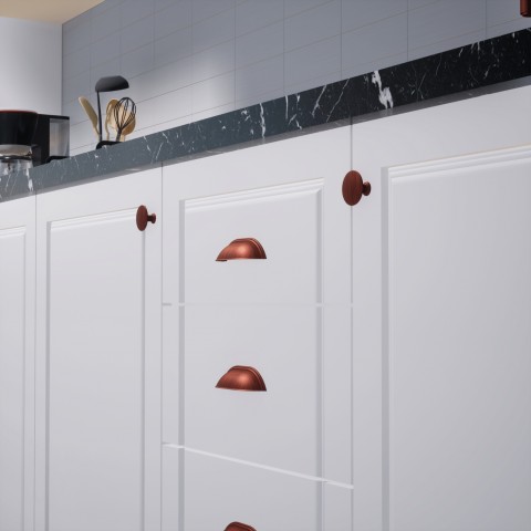 Midye 64 mm Antik Bakır Kulp Lüks Country Mutfak Mobilya Dolap Çekmece Kulpu