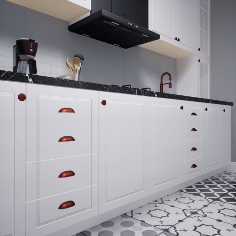 Midye 64 mm Antik Bakır Kulp Lüks Country Mutfak Mobilya Dolap Çekmece Kulpu