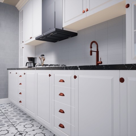 Midye 64 mm Antik Bakır Kulp Lüks Country Mutfak Mobilya Dolap Çekmece Kulpu