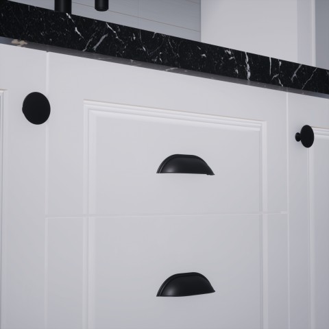 Midye 96 mm Siyah Kulp Lüks Country Mutfak Mobilya Dolap Çekmece Kulpu