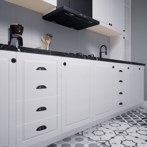 Midye 96 mm Siyah Kulp Lüks Country Mutfak Mobilya Dolap Çekmece Kulpu