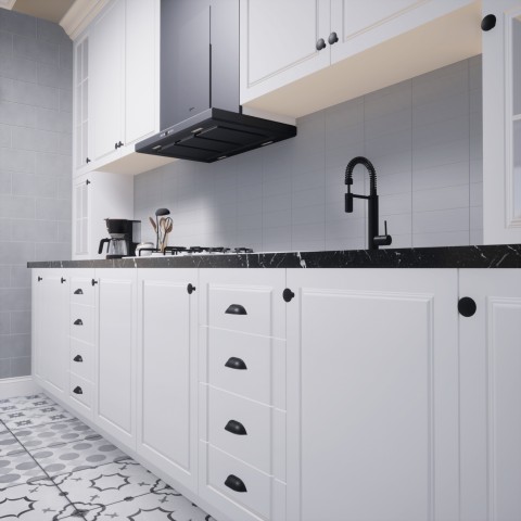 Midye 96 mm Siyah Kulp Lüks Country Mutfak Mobilya Dolap Çekmece Kulpu