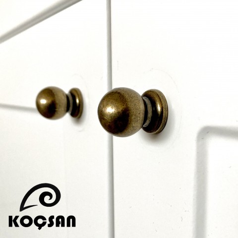 Misket 19 mm Antik Sarı Kulp Lüks Country Mutfak Mobilya Dolap Çekmece Kulpu