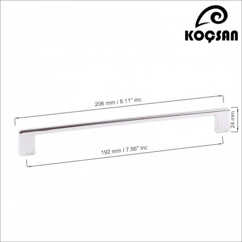 Narin 192 mm Krom Kulp Lüks Country Mutfak Mobilya Dolap Çekmece Kulpu