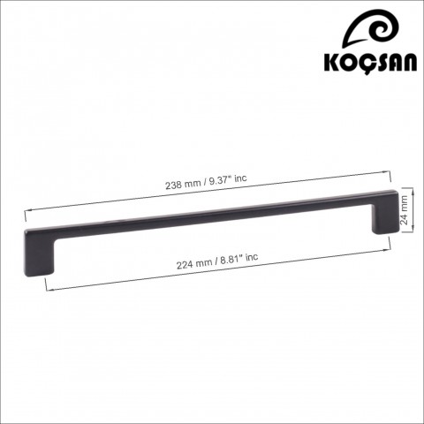 Narin 224 mm Siyah Kulp Lüks Country Mutfak Mobilya Dolap Çekmece Kulpu