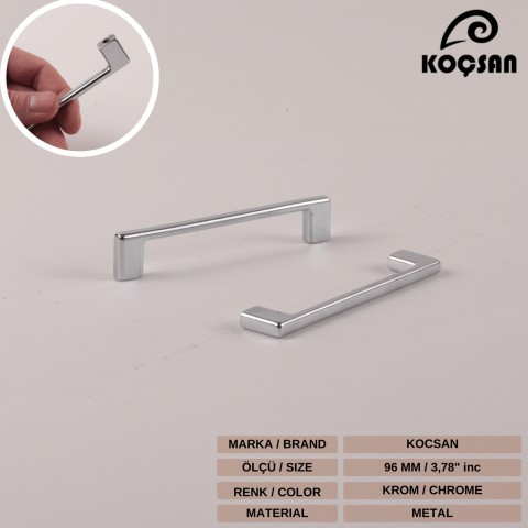 Narin 96 mm Krom Kulp Lüks Country Mutfak Mobilya Dolap Çekmece Kulpu