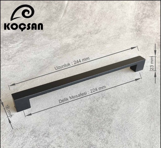 Nergis 224 mm Siyah Kulp Lüks Country Mutfak Mobilya Dolap Çekmece Kulpu