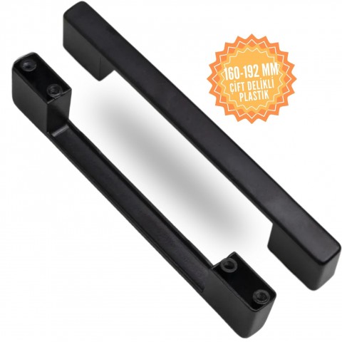Plastik Çift Delikli Köprü Kulp 160-192 mm-Siyah
