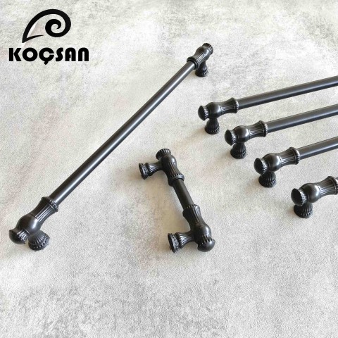 Sehzade 128 mm Siyah Kulp Lüks Country Mutfak Mobilya Dolap Çekmece Kulpu