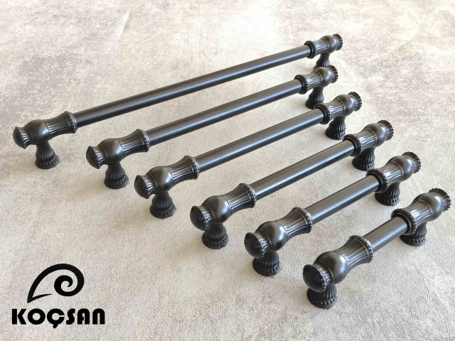 Sehzade 128 mm Siyah Kulp Lüks Country Mutfak Mobilya Dolap Çekmece Kulpu