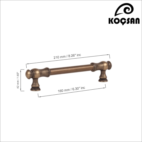 Sehzade 160 mm Antik Sarı Kulp Lüks Country Mutfak Mobilya Dolap Çekmece Kulpu
