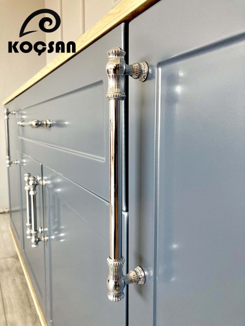 Sehzade 192 mm Krom Kulp Lüks Country Mutfak Mobilya Dolap Çekmece Kulpu