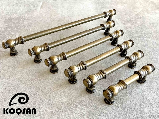 Sehzade 224 mm Antik Sarı Kulp Lüks Country Mutfak Mobilya Dolap Çekmece Kulpu