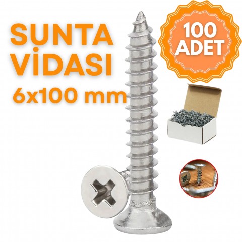 Sunta Ahşap Vidası 6 mm x 100 mm