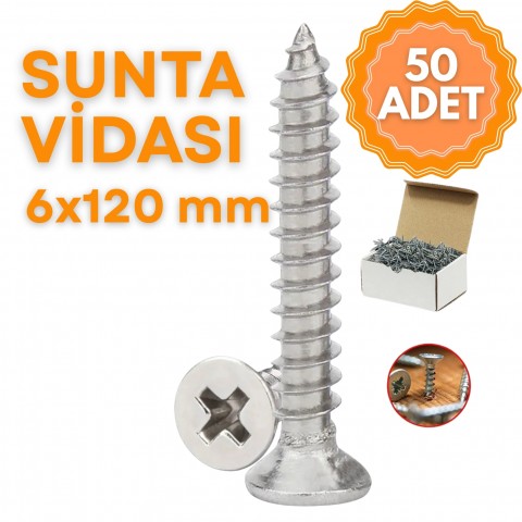 Sunta Ahşap Vidası 6 mm x 120 mm