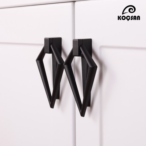 Triangle Siyah Kulp Lüks Country Mutfak Mobilya Dolap Çekmece Kulpu