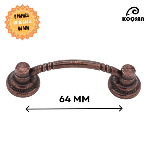 U Papucu 64 mm Kulp Lüks Country Mutfak Mobilya Dolap Çekmece Kulpu