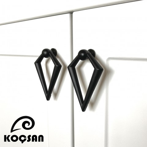 Ucgen Sarkac Siyah Kulp Lüks Country Mutfak Mobilya Dolap Çekmece Kulpu