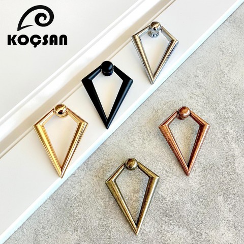 Ucgen Sarkac Siyah Kulp Lüks Country Mutfak Mobilya Dolap Çekmece Kulpu