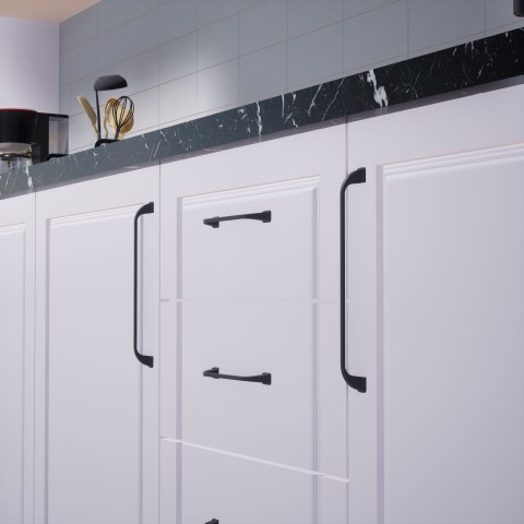 Roma Siyah 128 mm Kulp Lüks Country Mutfak Mobilya Dolap Çekmece Kulpu