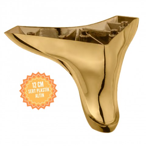 Yunus Plastik Mobilya Ayağı, Lüks Metal Mobilya Ayak, Koltuk, Dolap, Şifonyer Ayak 12 cm-Altın
