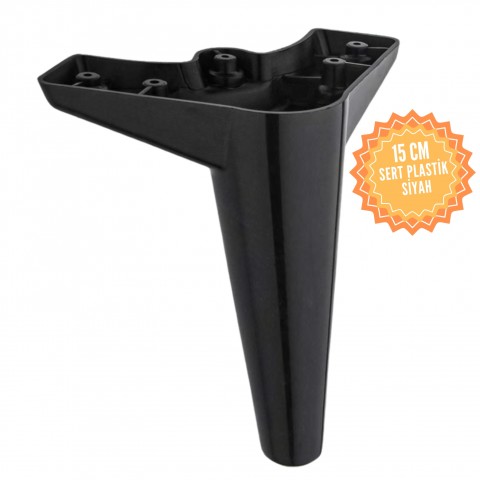 Enfes 15 Cm Plastik Mobilya Ayağı, Lüks Metal Mobilya Ayak, Koltuk, Dolap, Şifonyer Ayak 15 cm-Siyah