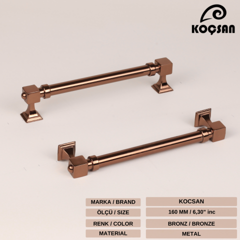 Zumra 160 mm Bronz Kulp Lüks Country Mutfak Mobilya Dolap Çekmece Kulpu