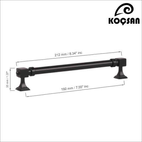 Zumra 192 mm Siyah Kulp Lüks Country Mutfak Mobilya Dolap Çekmece Kulpu