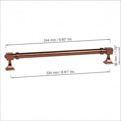 Zumra 224 mm Bronz Kulp Lüks Country Mutfak Mobilya Dolap Çekmece Kulpu