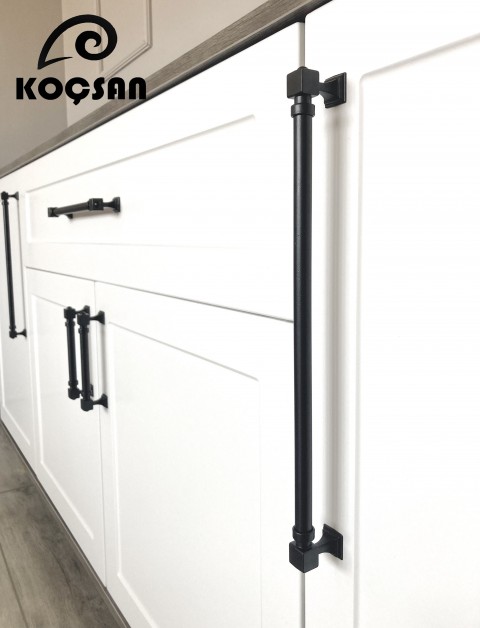 Zumra 224 mm Siyah Kulp Lüks Country Mutfak Mobilya Dolap Çekmece Kulpu